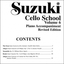 Suzuki Cello School - Volume 6 - Piano Accompaniment - Book